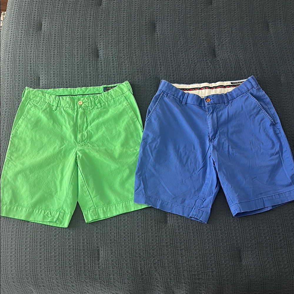 Polo by Ralph Lauren Green and Blue Flat Front Shorts